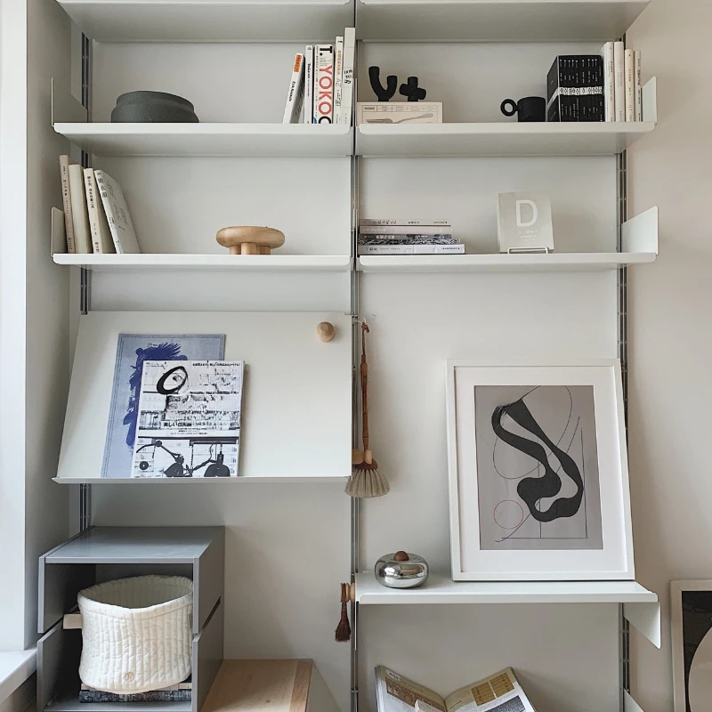 

Wall mounted bookshelf, track storage, display, mounted cabinet, suspended minimalist style bedroom books