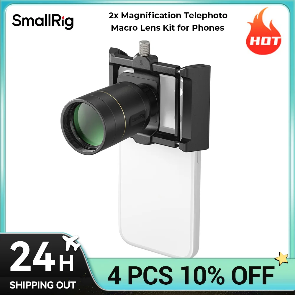 

Комплект телеобъективов и макрообъективов SmallRig с 2-кратным увеличением для телефонов, T-образное крепление для iPhone 17 Pro / Pro Max, телеобъективы с 4-кратным / 8-кратным увеличением, 5334