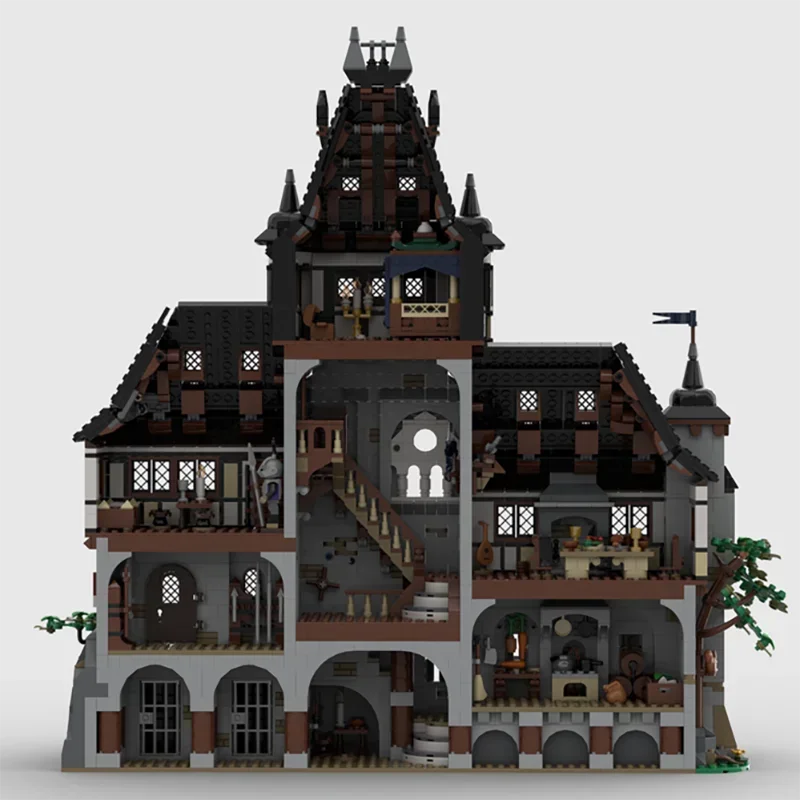 Modelo medieval moc blocos de construção castelo modelo tecnologia tijolo diy montagem cena famosa construção presentes do feriado brinquedo