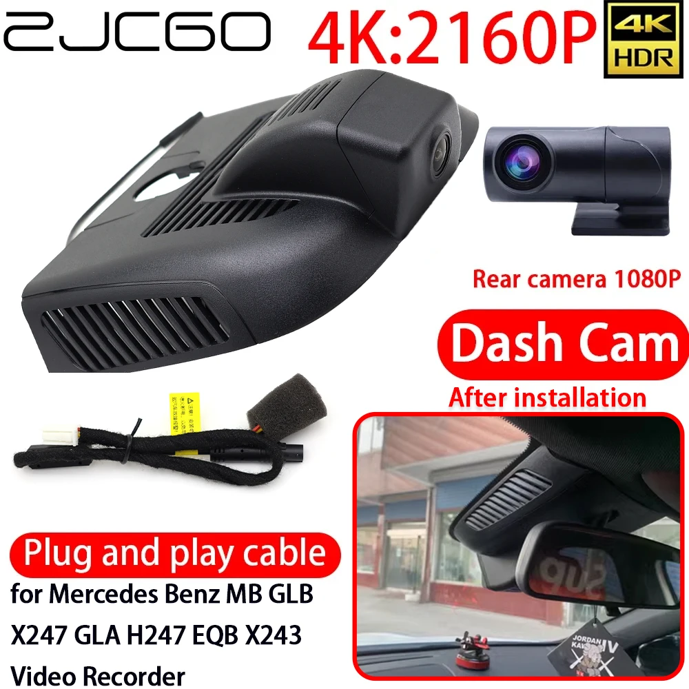 ZJCGO 4K DVR Dash Cam Wifi Front Rear Car Camera 24h Monitor for Mercedes Benz MB GLB X247 GLA H247 EQB X243 Video Recorder