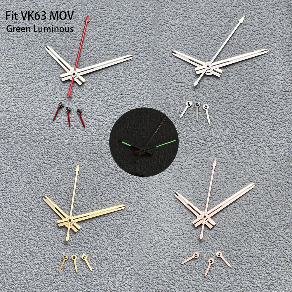 DTN Watch Hands Watch Needles Fit VK63 Quartz Movement Green Luminous Watch Modification Accessories
