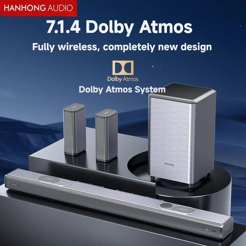 

1100mm Flagship Wireless Soundbar System With Two Active Subwoofers Support Dolby Vision For Luxury Living Room
