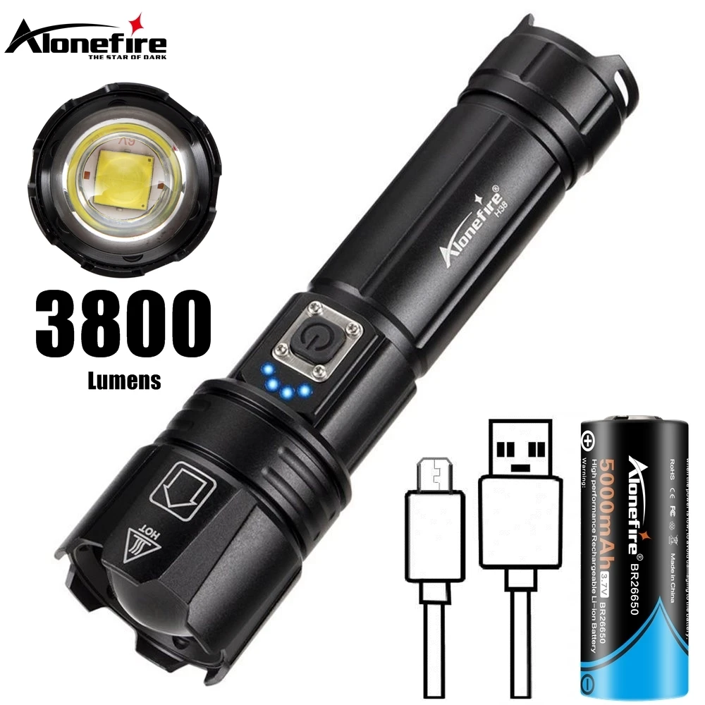 30W Zoom XHP70 LED Most Powerful Flashlight USB Rechargeable Outdoor Hiking Camping Hunting Tactical Torch Light 26650 Battery