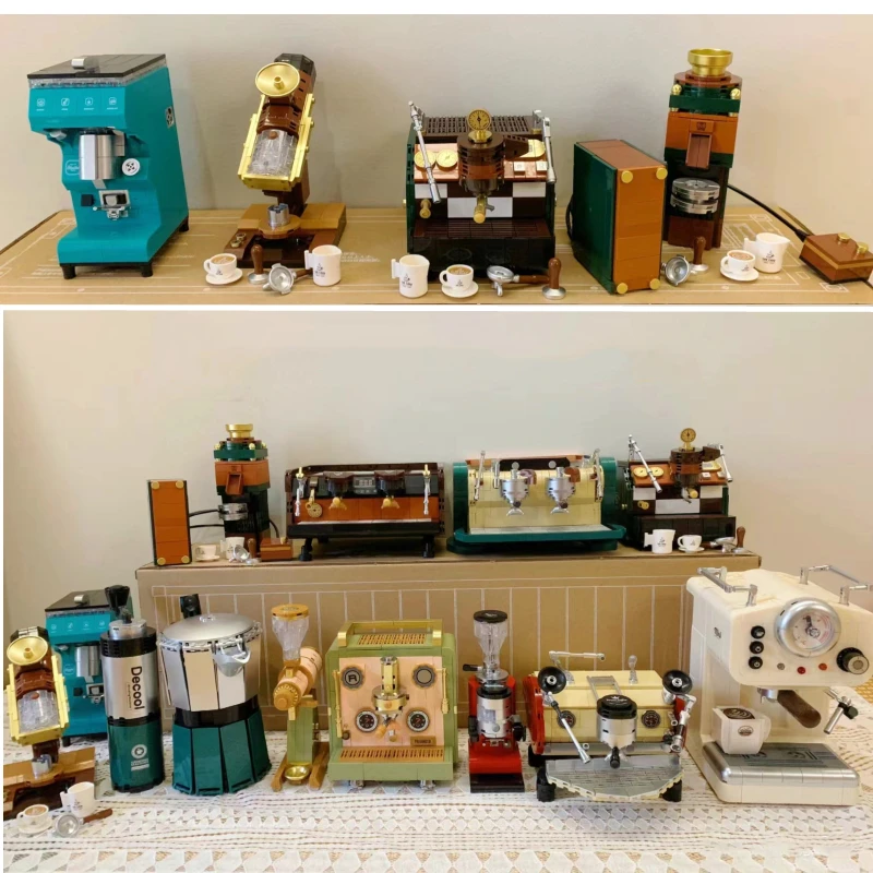 IN STOCK Coffee Maker Espresso Machine Grinder Bread Maker Bean Grinder Creativity Display Box Building Blocks Bricks Toys Gifts