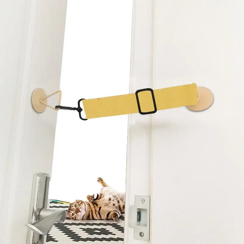 Cat Door Strap Dog Proof Door Opener For Cats Pet Door Stopper Strap Punch Free Cat Entry Strap Lock Keep Dog Out Of Cat Feeder