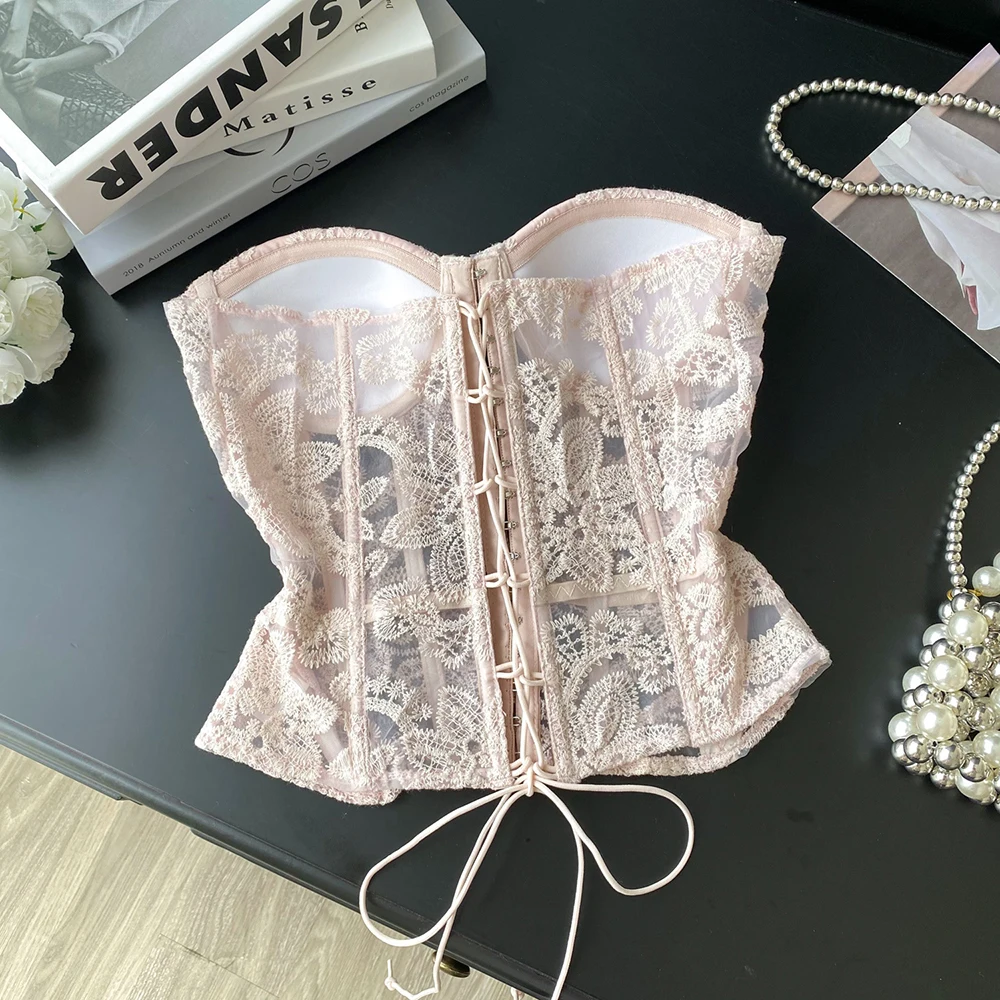 Floral Embroidery Sexy Club Co - Strapless Bra Backless 评论和价格