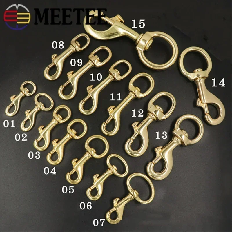 2/5Pcs Meetee 10-30mm Pure Brass Trigger Swivel Buckle Lobster Snap Hook Buckles DIY Bag Strap Hooks Copper Keychain Clip Clasp