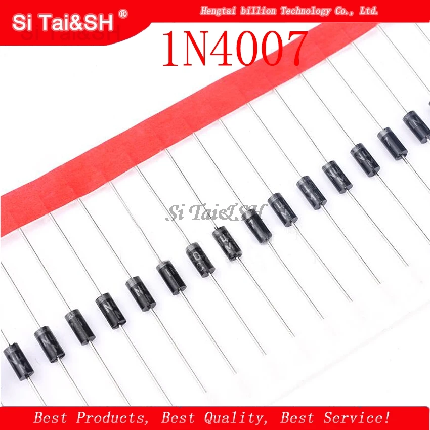 100 قطعة 1N4007 DO-41 4007 1A 1000V عالية الجودة المعدل ديود IN4007 جديد الأصلي