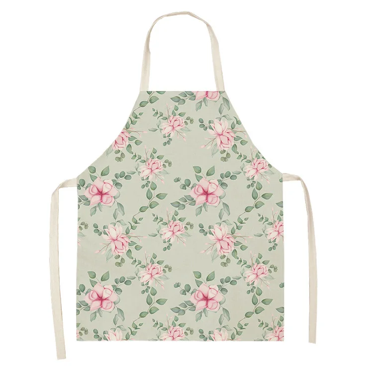 1Pcs Dark Floral Apron Waist Bib Women Aprons Vintage Plant Home Cooking Tool Pinafore Flower Child Waterproof Pinafore Delantal