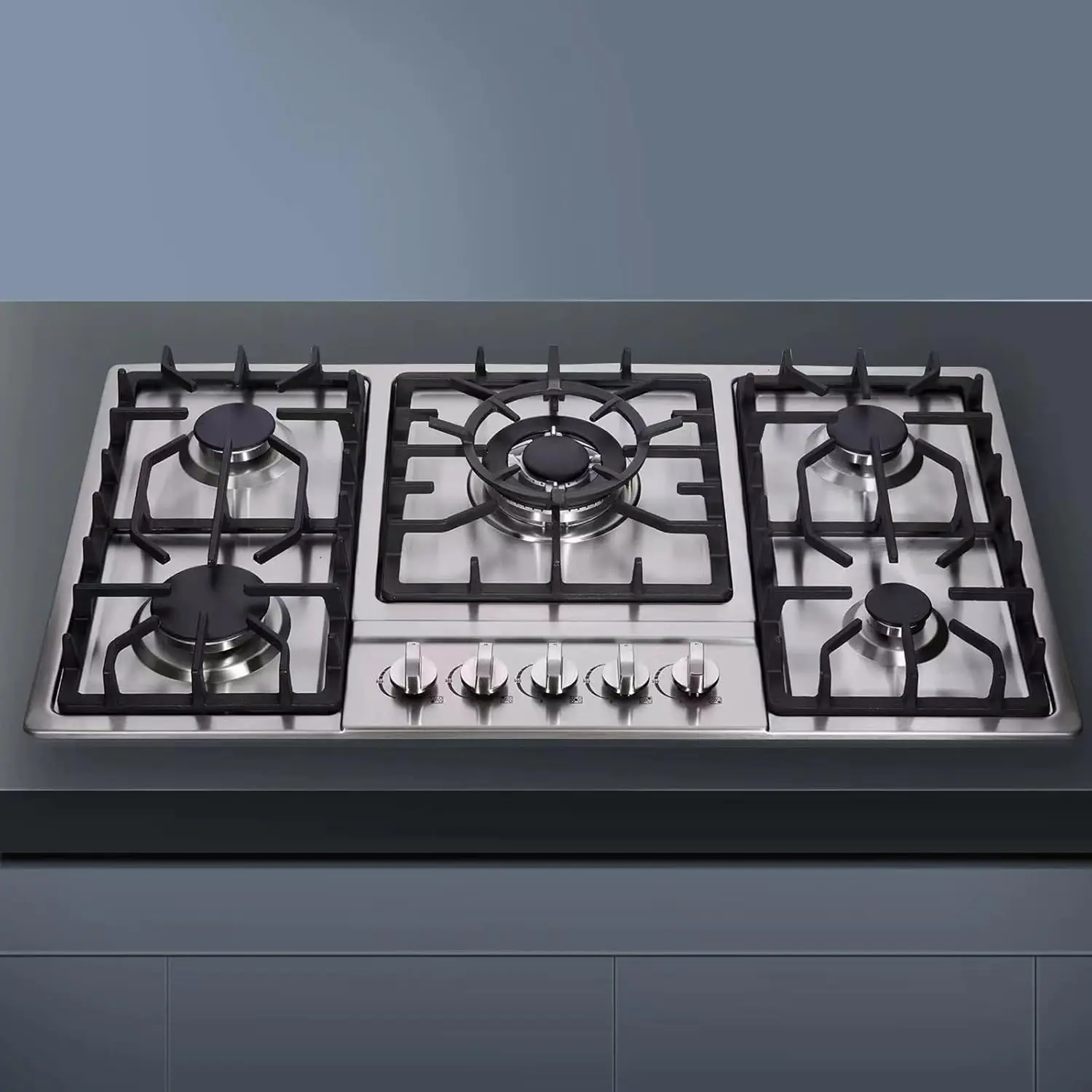 34 Inch Gas Cooktop Stainless Steel Built-in 5 Burners Gas Stovetop LPG/NG Convertible Gas Stove