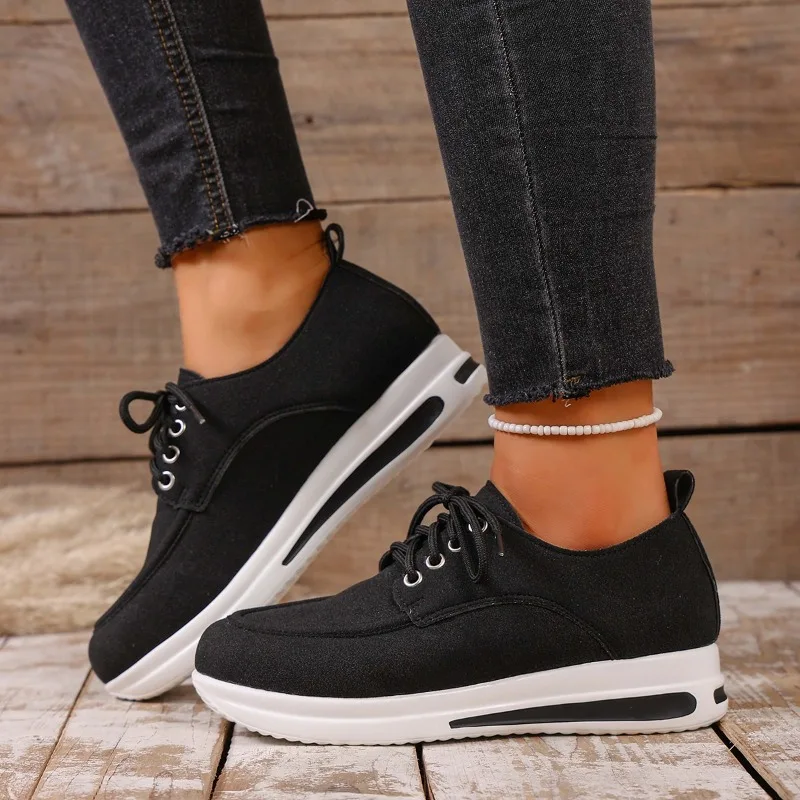 

2025 New Comfortable Lace Up Platform Sneakers Women Lightweight Thick Sole Casual Shoes Woman Non Slip Sport Sneaker