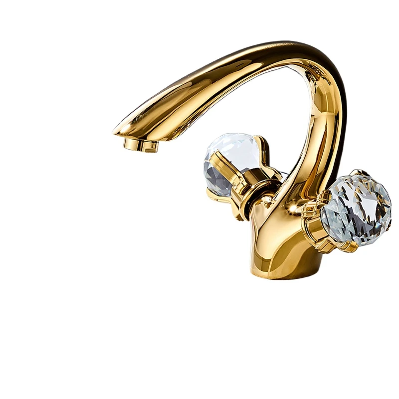 Nowa bateria umywalkowa w stylu europejskim, umywalka łazienkowa, szafka łazienkowa z podwójnym uchwytem, regulacja ciepłej i zimnej wody, cała z miedzi.