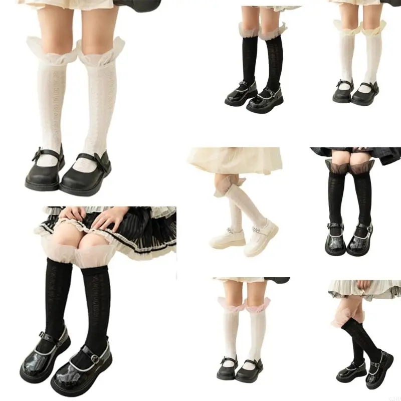 

Toddlers MidCalf Socks Mesh Girl Kneehigh Socks Child Sweet Lace Socks G2TD