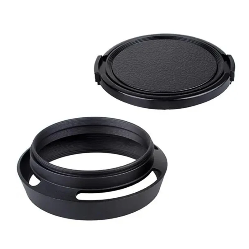 렌즈 캡이 있는 금속 경사 통풍 렌즈 후드 쉐이드, 라이카 캐논 니콘 소니 렌즈용, 37mm-77mm, 37mm, 39mm, 52mm, 58mm, 77mm, 37-77mm