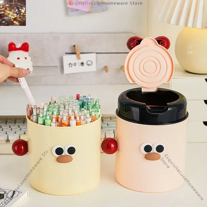 

Household desktop trash can cute small bedroom bedside office cartoon storage bucket with lid mini paper basket