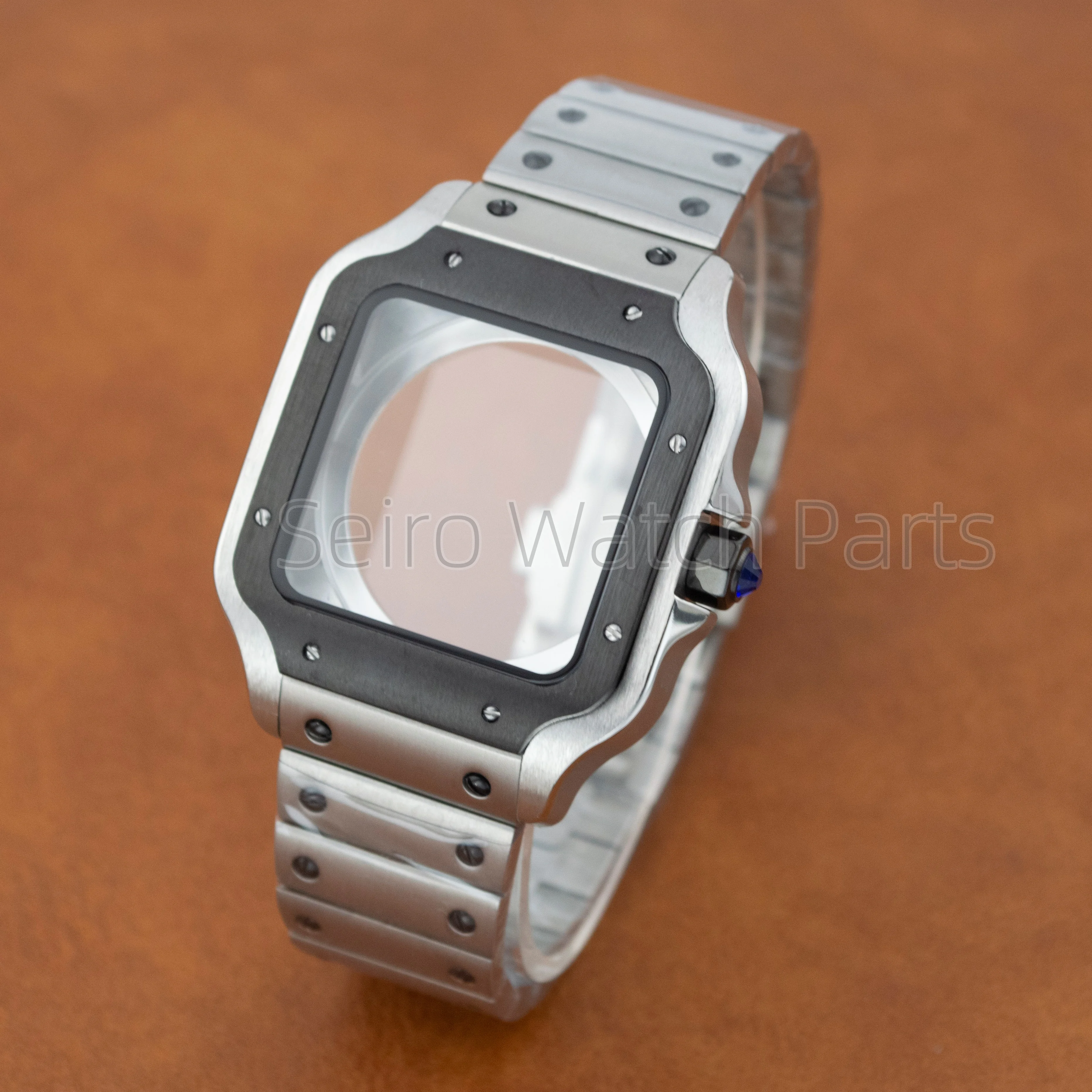 38 مللي متر ساعة مربعة حافظة الفولاذ المقاوم للصدأ سانتو حافظة NH35 تعديل أجزاء Seiko Mod اكسسوارات NH36 NH35 ساعة يد تعمل بالحركة #3