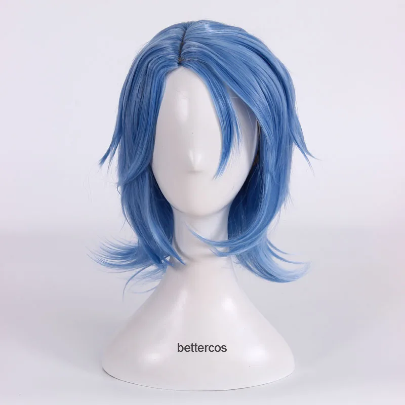 Kingdom Hearts III Aqua Cosplay Wig Short Blue Styled Heat Resistant Synthetic Hair Wig + Wig Cap