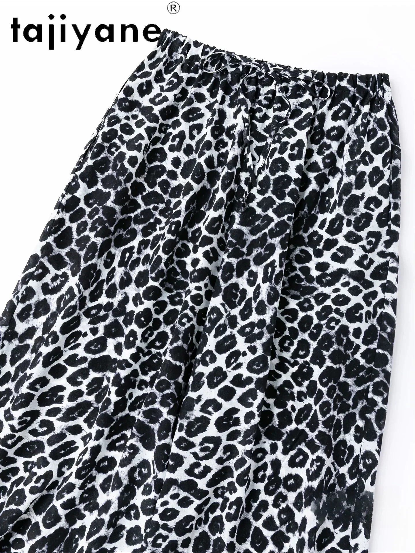 TAJIYANE 100% Mulberry Silk Pants for Woman Fashion Leopard Print Wide Leg Trousers Casual Baggy Pants 2026 Women Clothes штаны