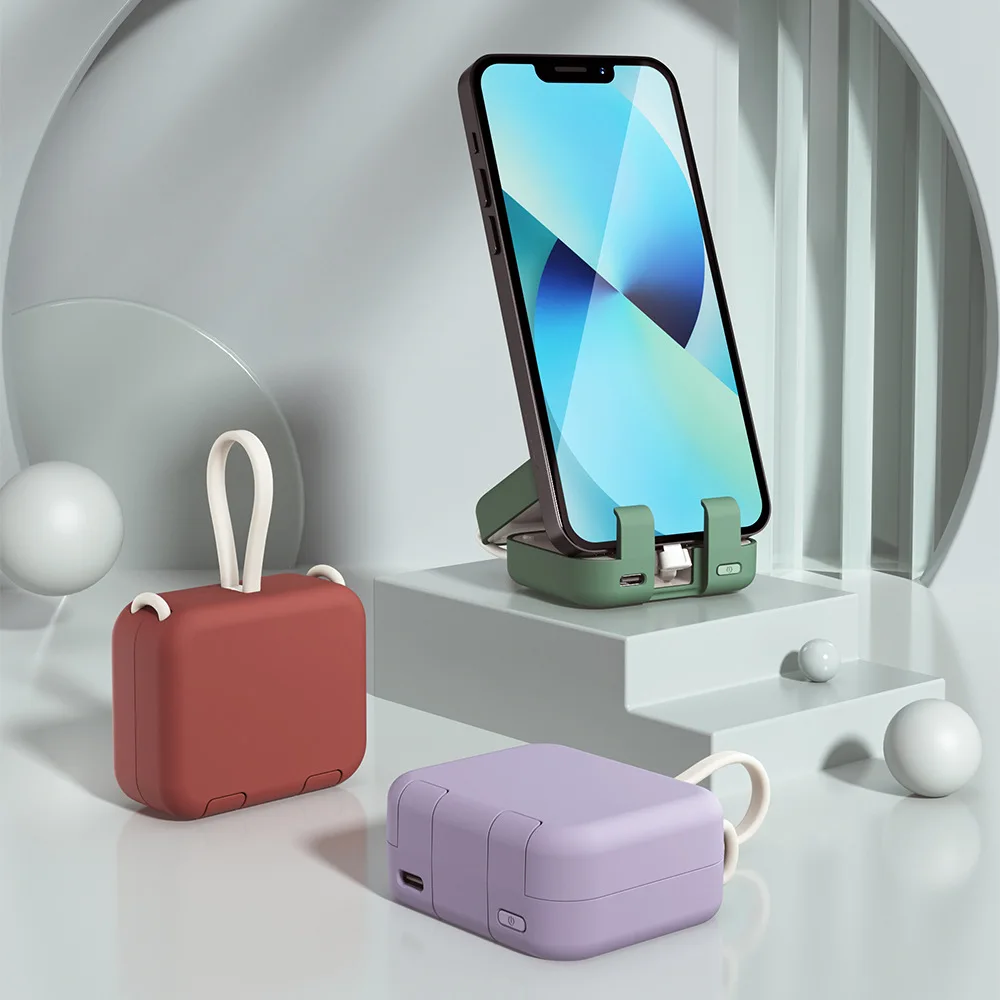 Mini Power Bank 4000mAh Portable external Battery Charger Case Holder Type-c Output For iPhone Samsung Huawei Xiaomi Power Bank