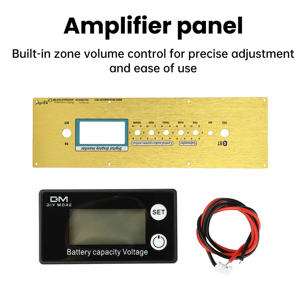 Zestaw do samodzielnego montażu wzmacniacza elektronicznego ZK-TB21, panel wzmacniacza Bluetooth, regulacja głośności, wyświetlacz cyfrowy, panel przedni ze stopu aluminium