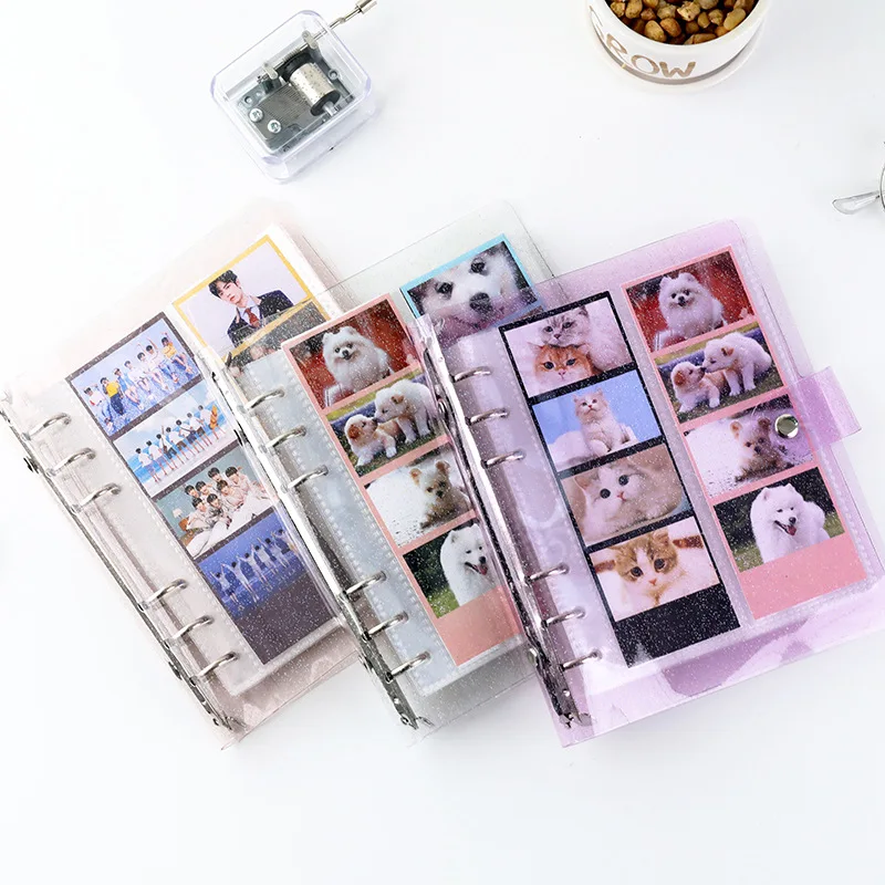 A6 Glitter Photocard Binder 25 Sheets Pockets 100 Photos for 2x6 Inch Photo Strips 2 x 6 Inch Bookmark Photo Booth Frame Album