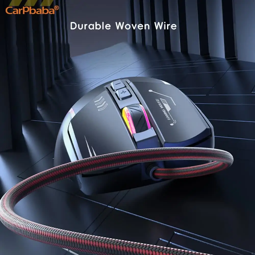 Carpbaba P19 Mouse da gioco cablato Mouse silenzioso Mouse da gioco per Computer DVA luminoso rosa 7200DPI per Computer Notebook PC