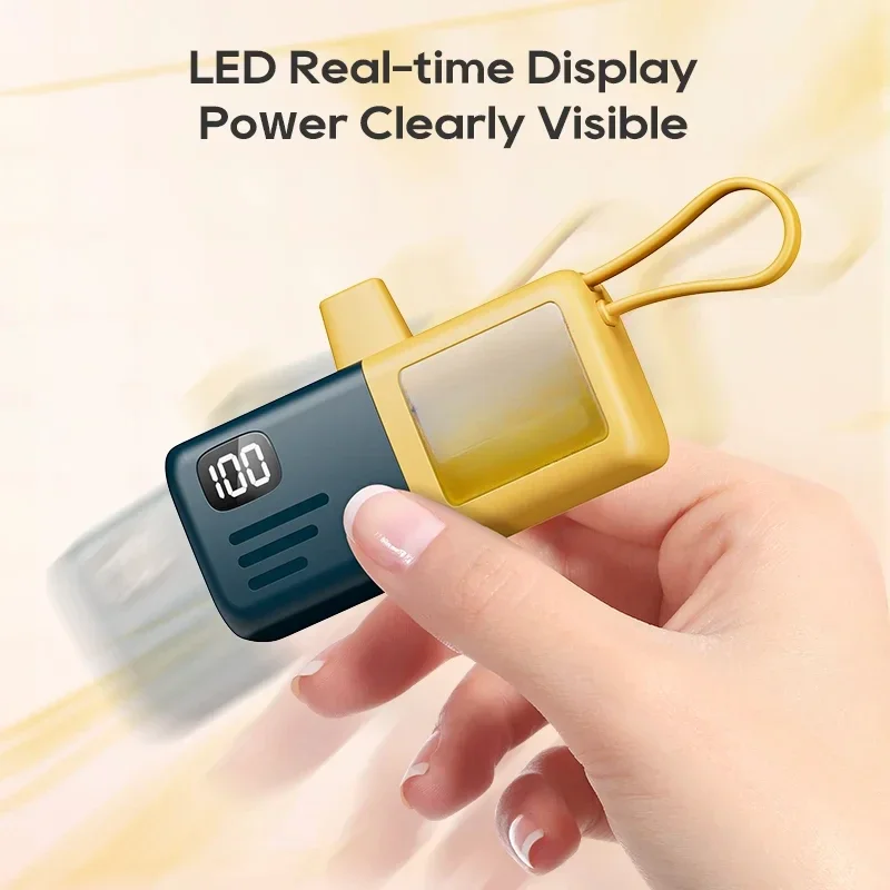 5000mAh For iPhone Batterie Externe Portable Charger For Xiaomi Mini Power Bank With Type-C Cable Fast Charging Power Bank