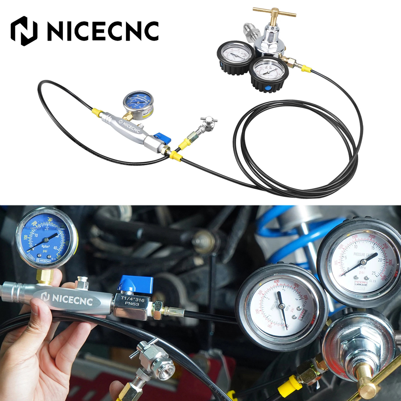 

Nitrogen Shock Filling Tool Schrader Valve For KTM Yamaha Honda Suzuki Kawasaki BMW Ducati ATV UTV Raptor YFZ Banshee Polari RZR