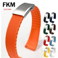 Correa de reloj de goma fluorada FKM Tropic, hebilla plegable de 20mm y 22mm, pulsera de tamaño de muñeca ajustable de liberación rápida para hombres y mujeres