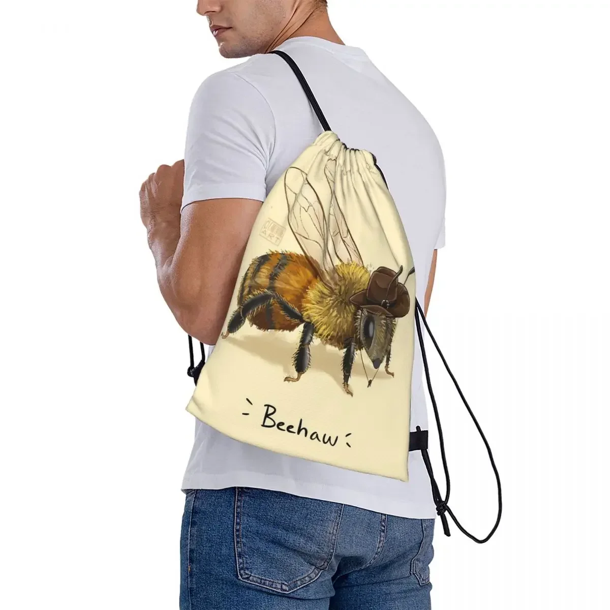 Cowboy Bee Bee-haw Yeehaw Beehaw plecaki torby ze sznurkiem pakiet ze sznurkiem kieszonkowe buty torba BookBag dla mężczyzny kobieta studenci