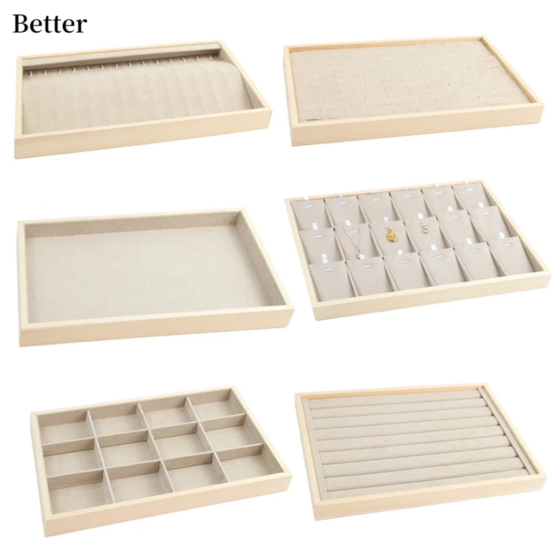 Natural Bamboo Stud Earring Display Tray Colorful Velvet Stud Earring Tray Wholesale Organizer for Jewelry Stor Storage Stand