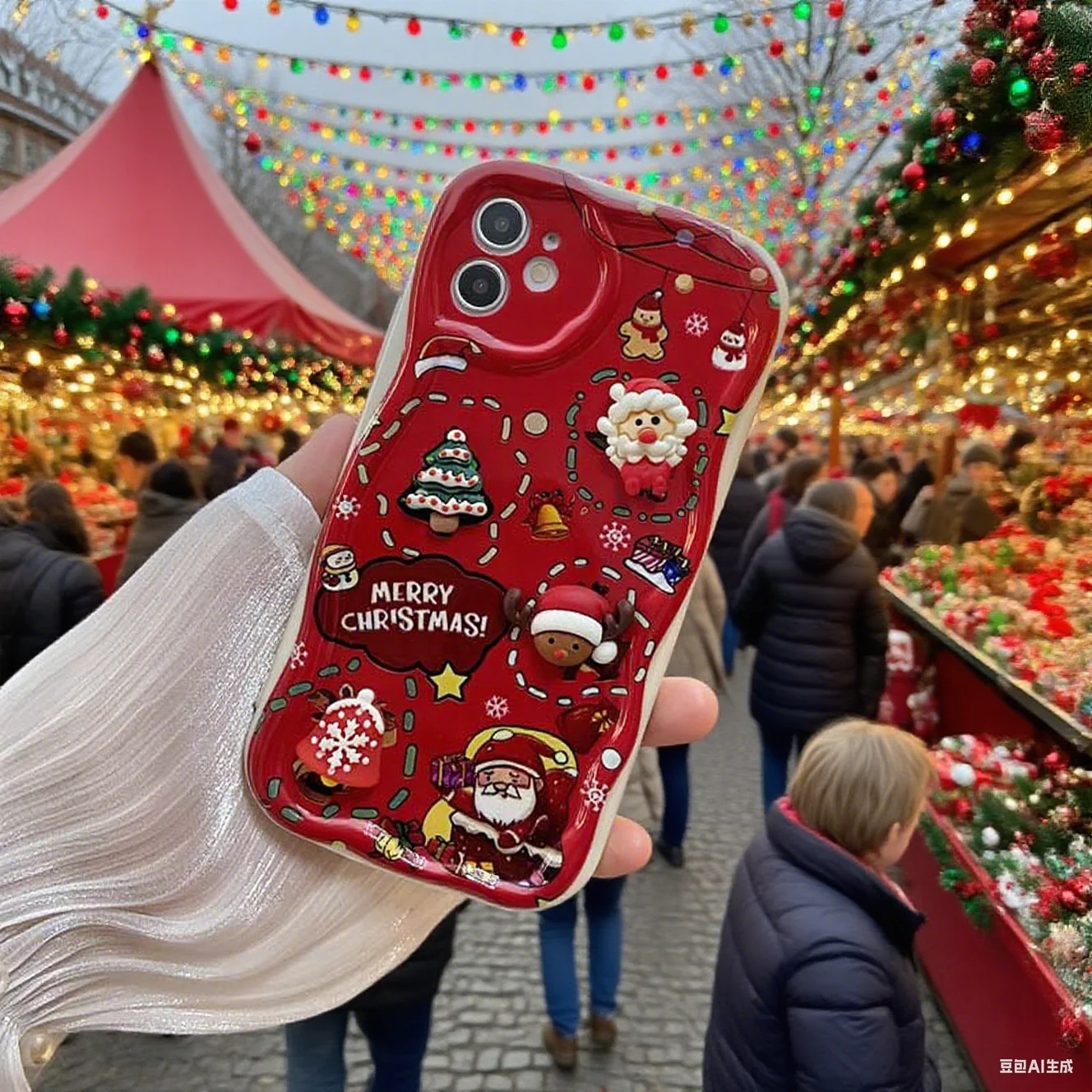 3D Christmas Tree Santa Claus Elk Chain Case For IPhone 17 Pro Air Max 16 Pro 15 14 13 12 11 Pro Max Plus 16e Cover Silicone