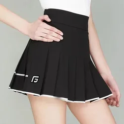 Black White Tennis Pleated Skirt with Shorts Women's Golf Wear 2024 Badminton Sport Fitness Clothes Casual Sportswear Tracksuit