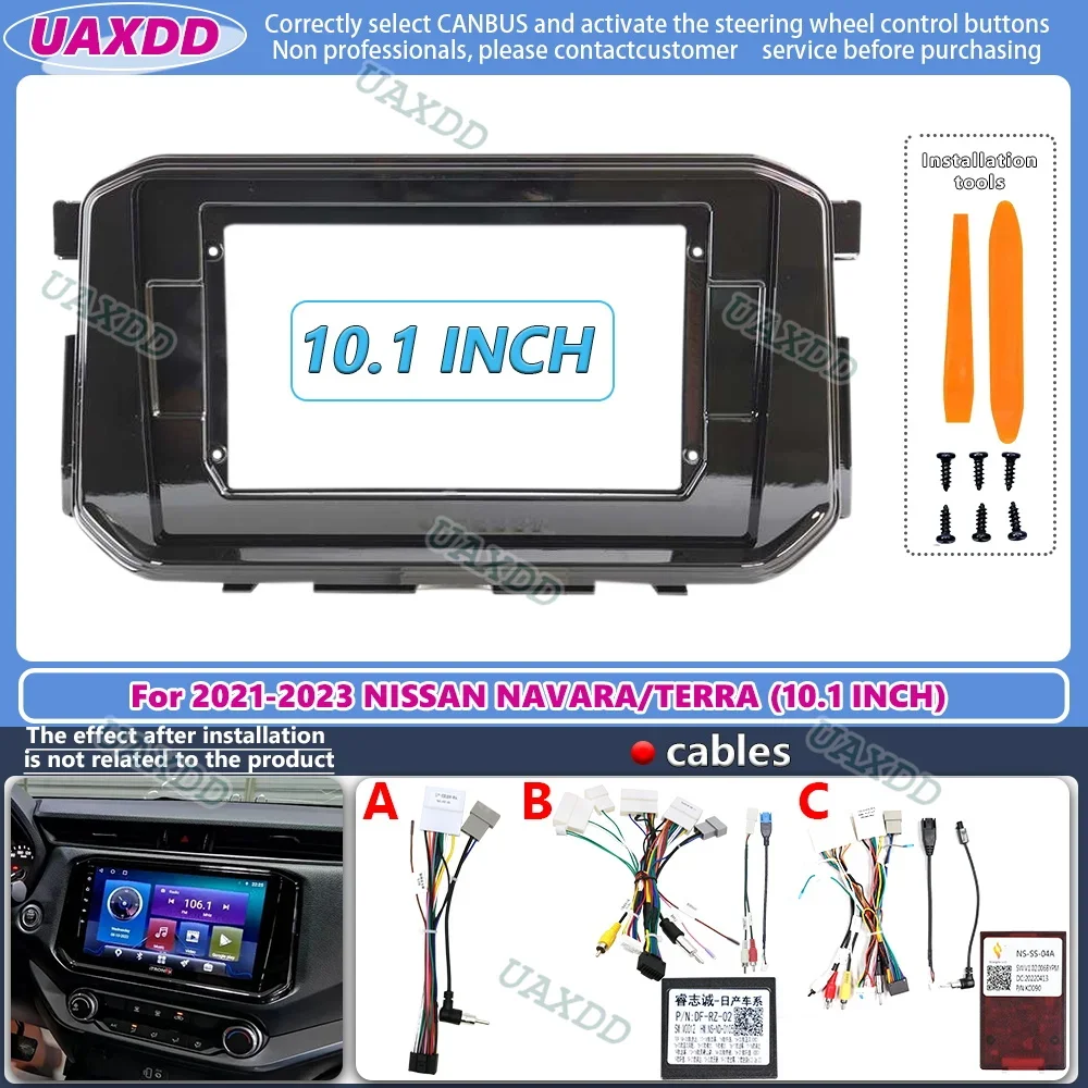 10.1 inch For Nissan NAVARA TERRA 2021-2023 Trim Kits Facia Panel Radio Player Frame cable video harness adapter decoder canbus