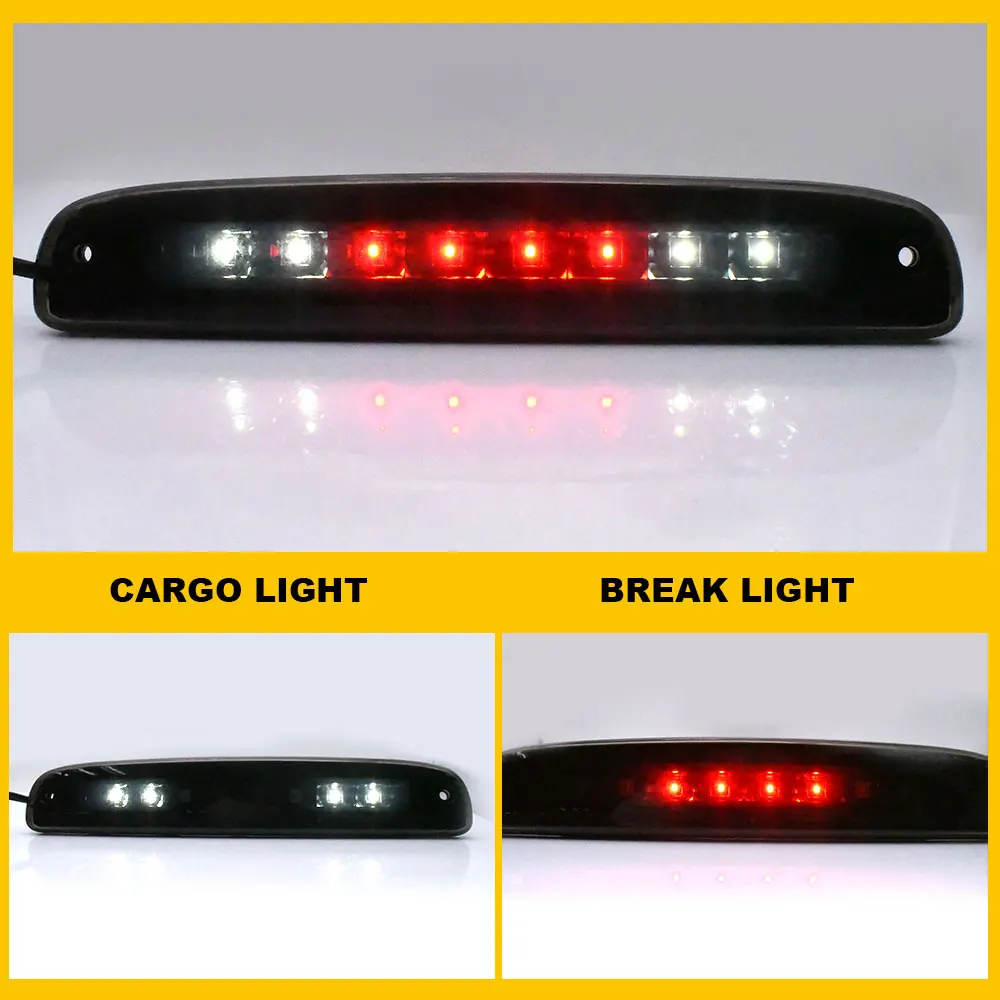 For Dodge Dakota 1997-2007 LED 3rd Tail Light High Mount Smoked Third Brake Taillight Pickup Reverse Cargo Lamp Stop Rear Light
