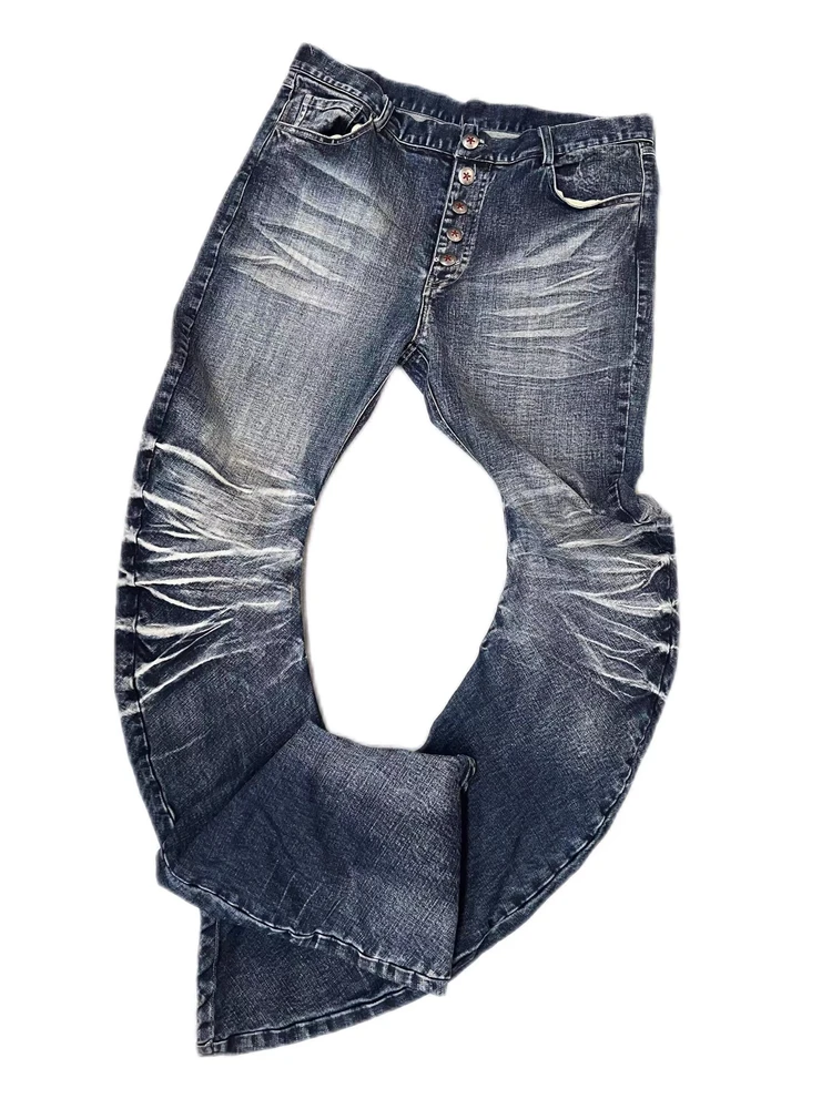

American Style High Elasticity Washed Denim Pants Men's Curved Blade Version Long Black Grey Casual Jeans for Youth And Adults