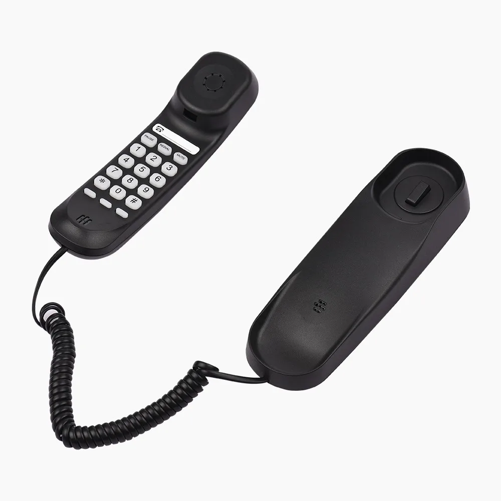 Mini Desktop Corded Landline Phone Fixed Telephone Wall Mountable Supports Mute/ Pause/ Redial Functions for Home Hotel Office