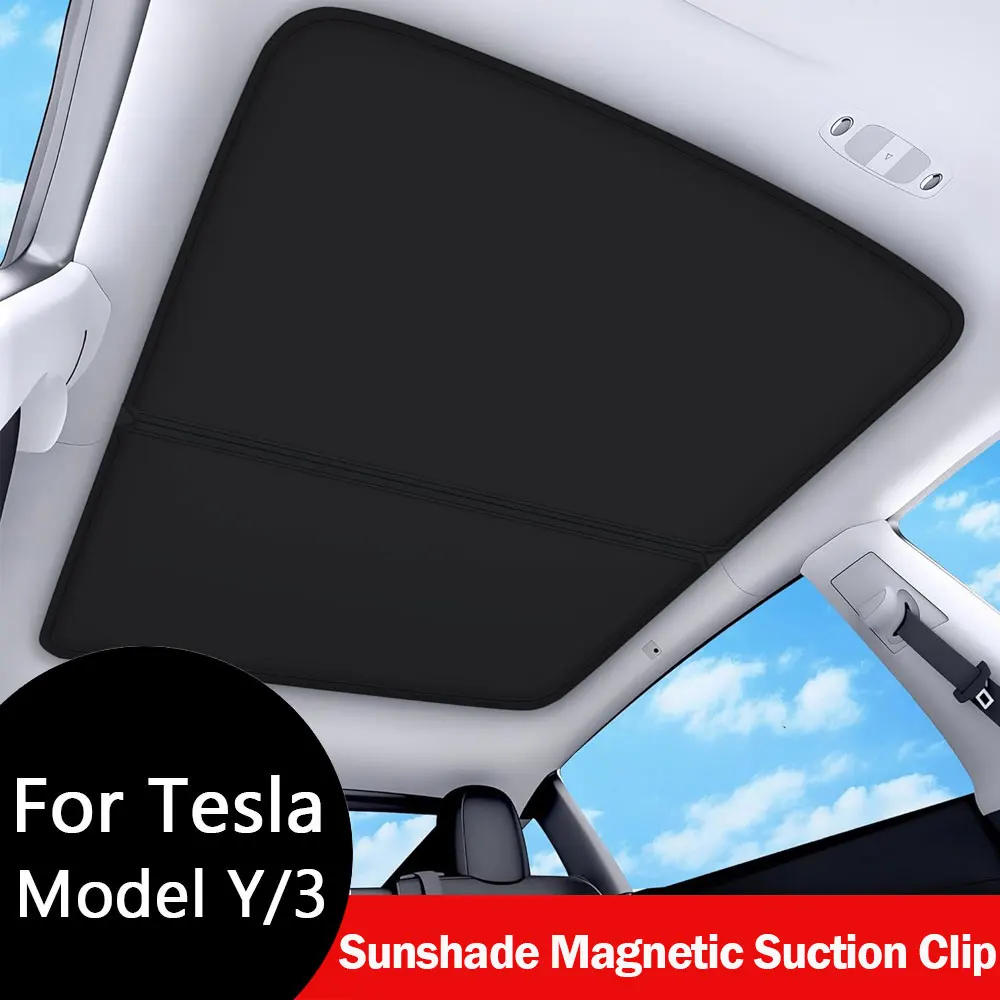

2026 For Tesla Model Y Juniper Sunshade Magnetic Suction Clip Sunroof honeycomb Sunshades Model 3 Highland Skylight Accessory