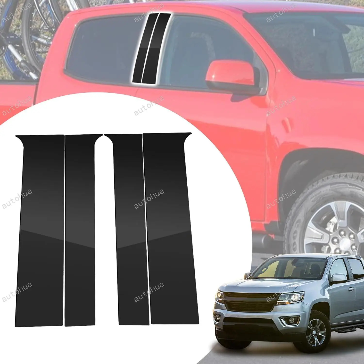 

Door Pillar Post Trim for Chevrolet Colorado 2015-2021 Side Door Pillar Anti Scratch Glossy PC Stickers Cover Moldings 6-pcs
