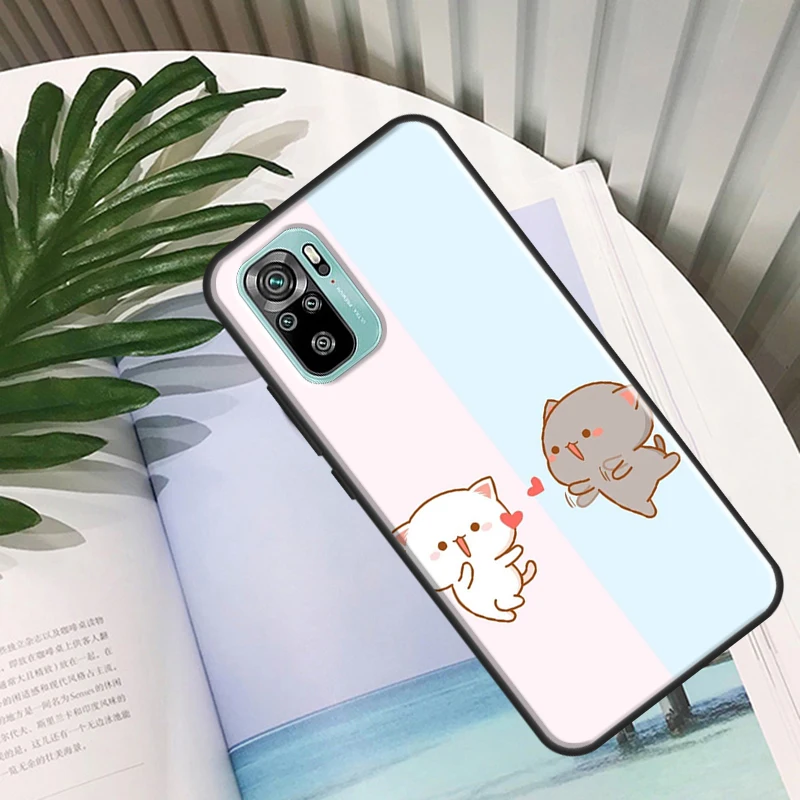 Capa Peach e Goma Cat para Xiaomi, tampa traseira para Redmi Note 11 Pro, 10, 8, 9 Pro, 9S, 10S, 9A, 9C, 9T