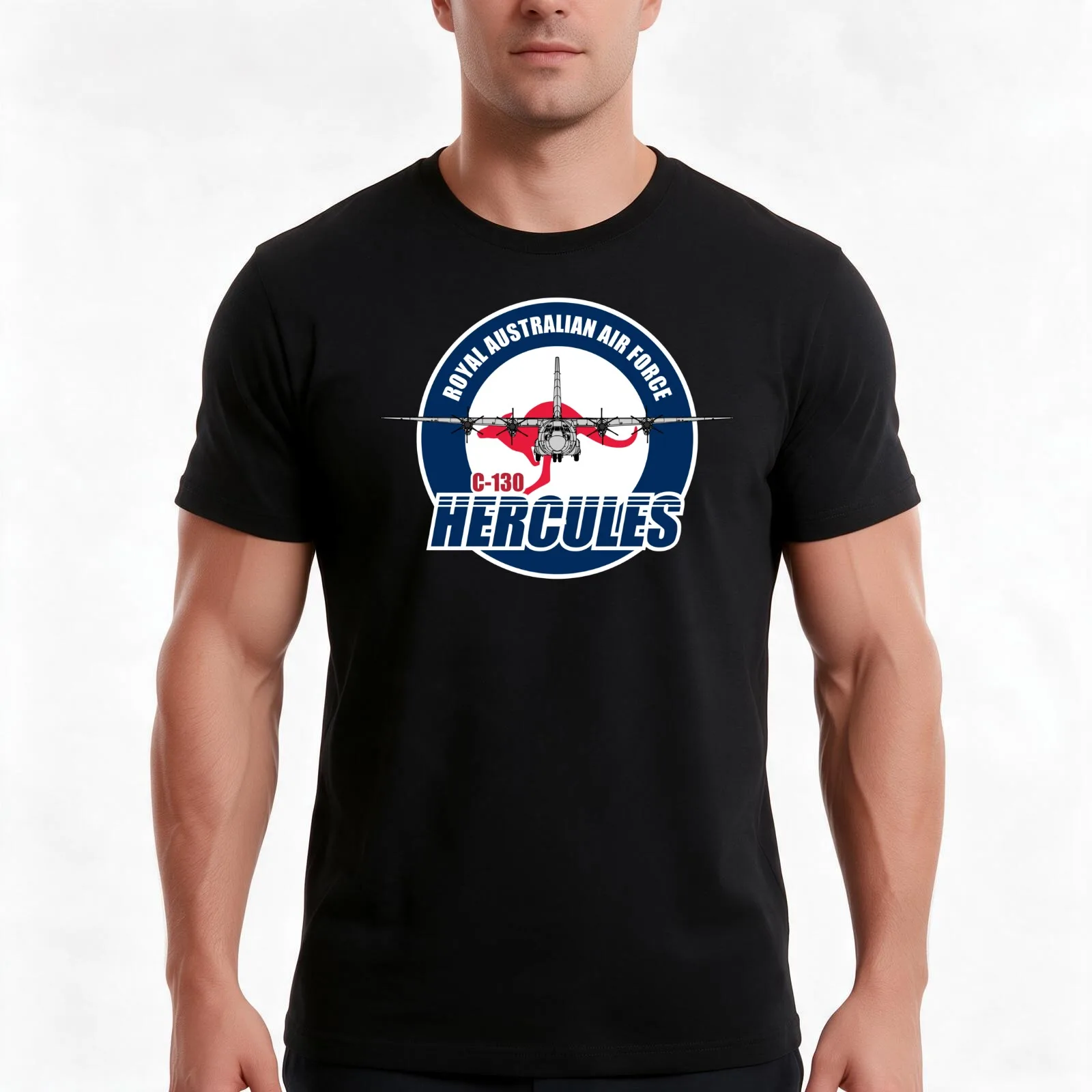 C-130 Hercules RAAF T-Shirt, Summer Casual Cotton Tee, Oversized Streetwear Tops, Vintage Graphic Print, Loose Fit Short Sleeve