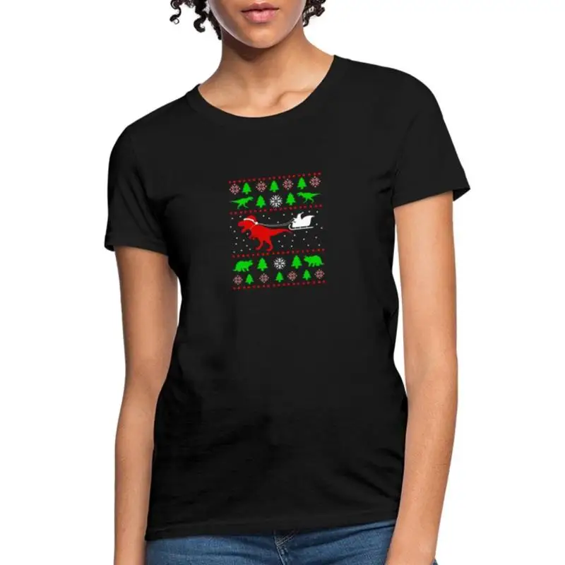 

Dinosaur Sleigh Ugly Christmas Women's T Shirt