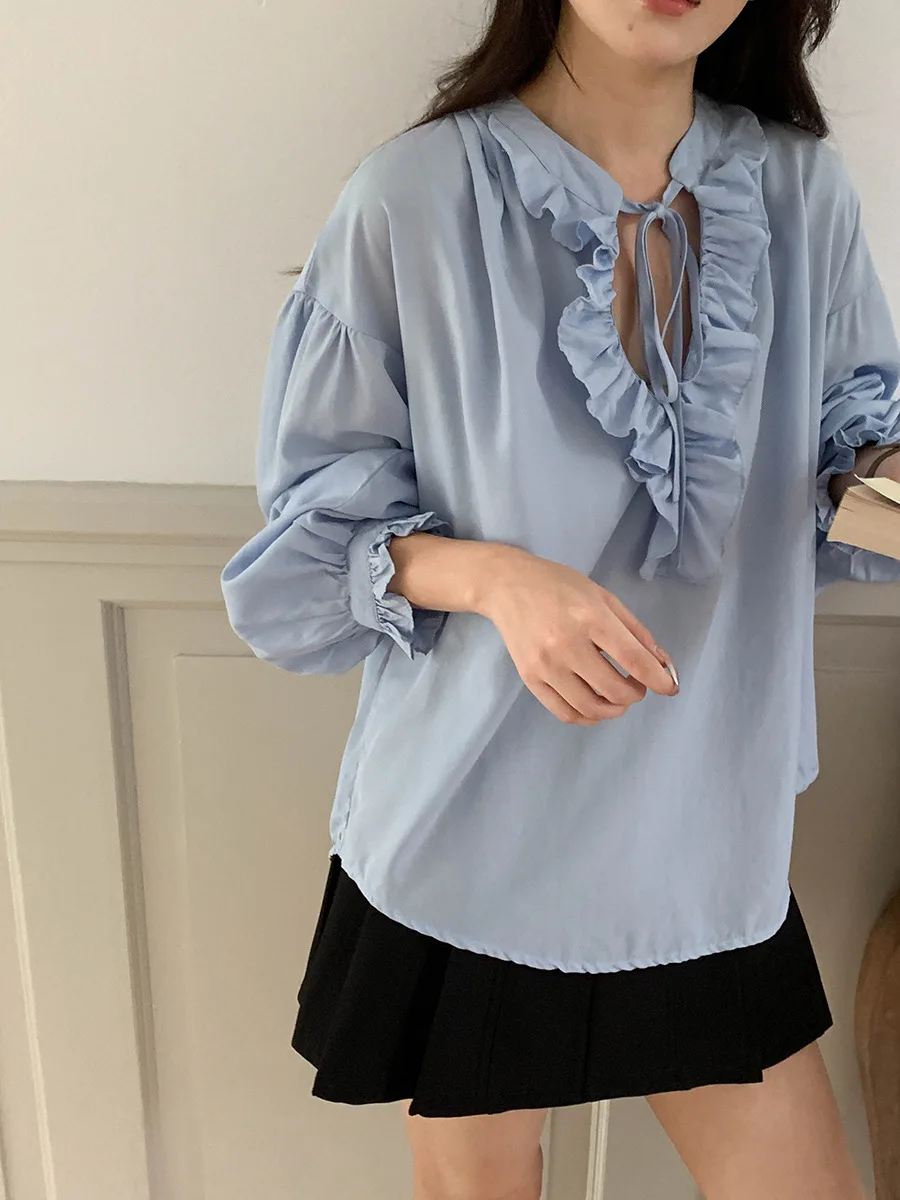 

Ранняя осень новая рубашка с кисточками и грибными краями с v-образным вырезом и бретельками