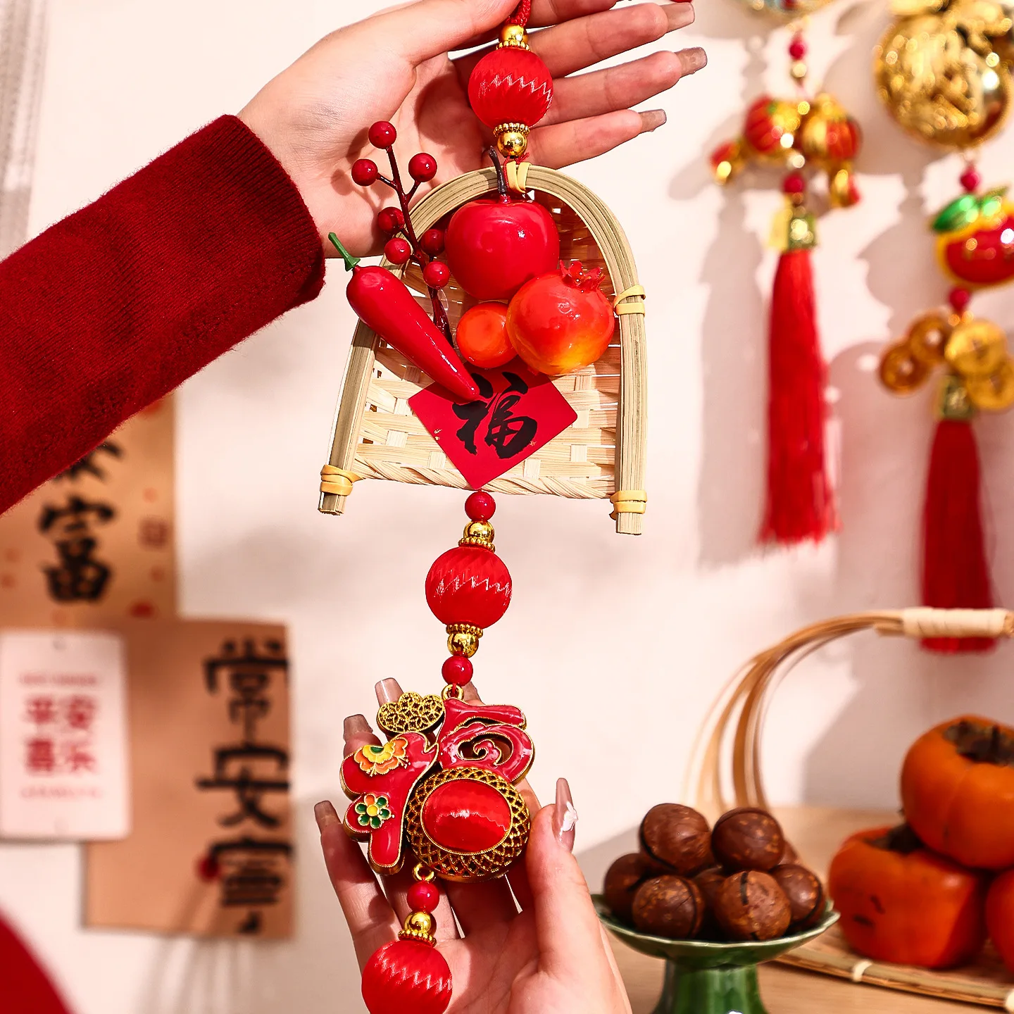 

Chinese New Year 2026 Decorations Chinese Spring Festival Hanging Pendant Door Wall Ornament Traditional Chinese Room Decoration