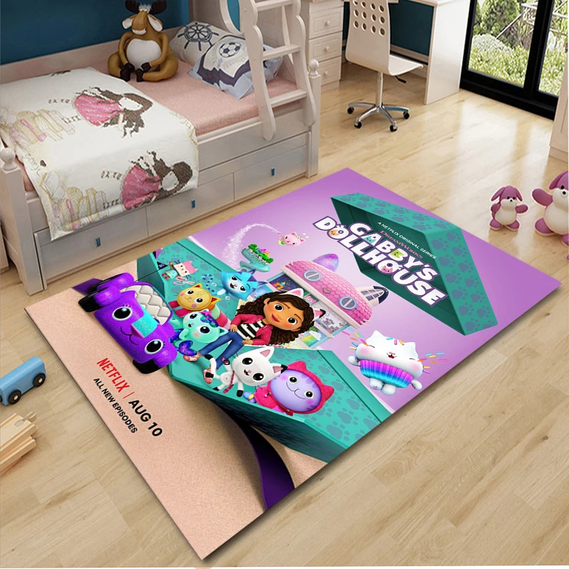 Gabbys Dollhouse Cartoon Rug Large Area Carpets for Living Room Kids Bedroom Sofa Kitchen Doormat Decor Child Non-slip Floor Mat