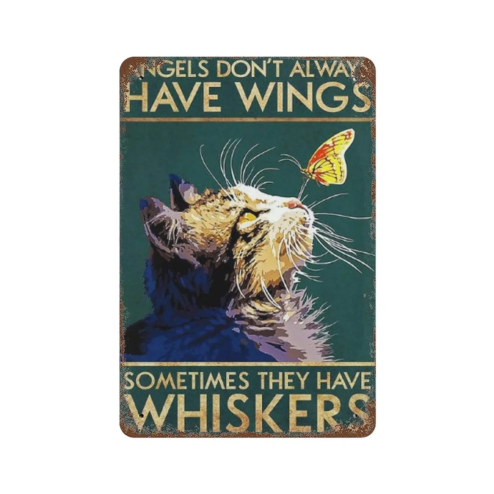 Metal tin sign，Retro Style， Novelty poster，Iron Painting，Cat Tin Sign, Print Wall Art, Cat Lover Gift, Wall Decoration, Cat Port