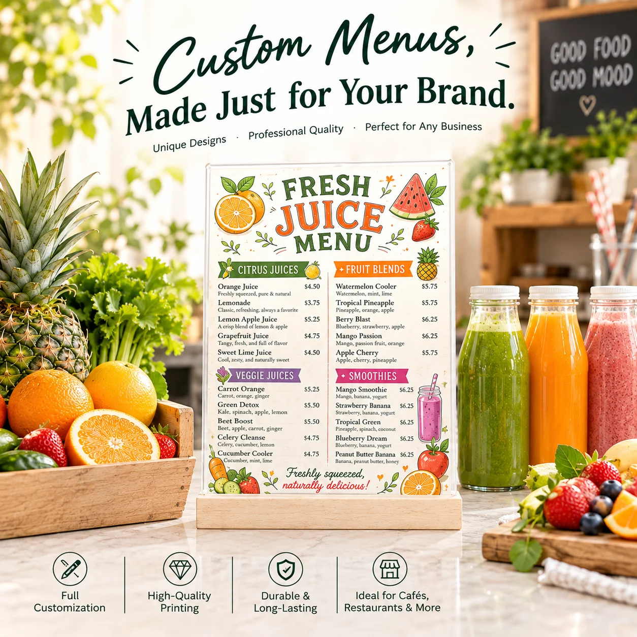 1pc/2pcs, Picture Custom Menu, Available In Horizontal Or Vertical Menu Stand, Perfect For Bars, Restaurants, Or Weddings.