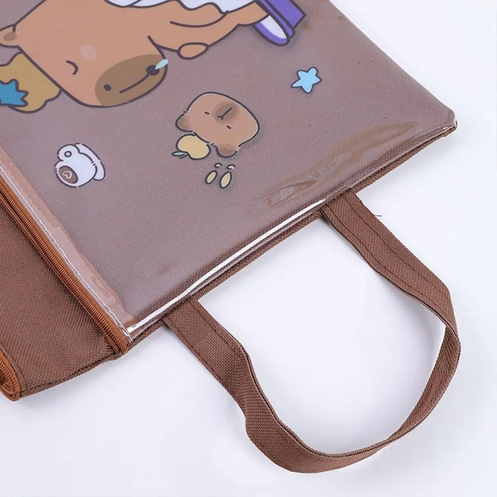 

Прочная сумка для файлов капибары, большая вместительная двухслойная сумка на молнии, ручная сумка для хранения домашних заданий с пандой