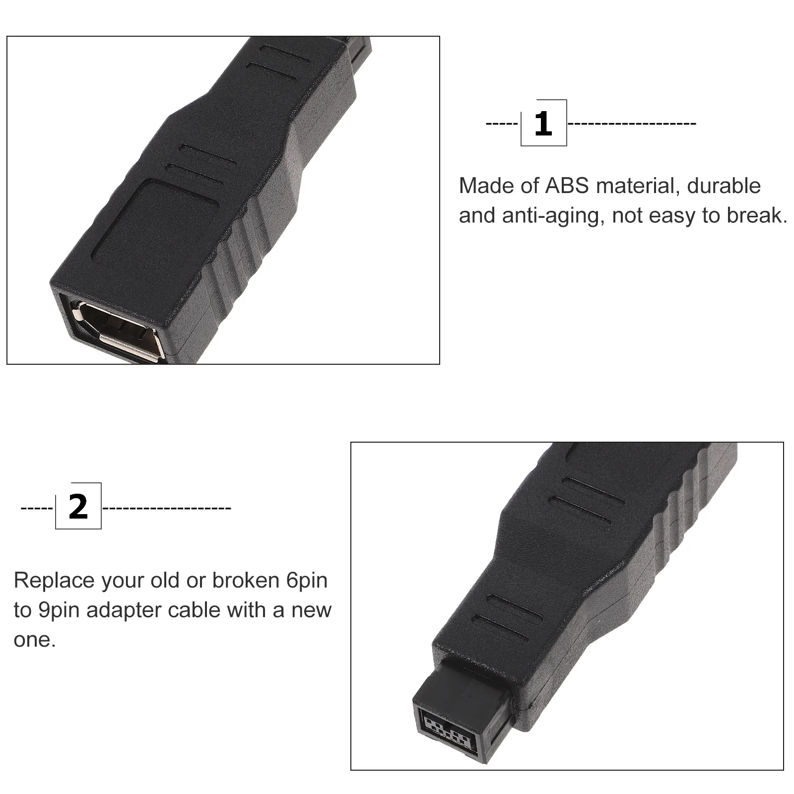 

Adapter 6 Pin Female to 9 Pin Male Cable for Data Transfer FW400 FW800 Scanner Replacement Durability Anti Aging Broken