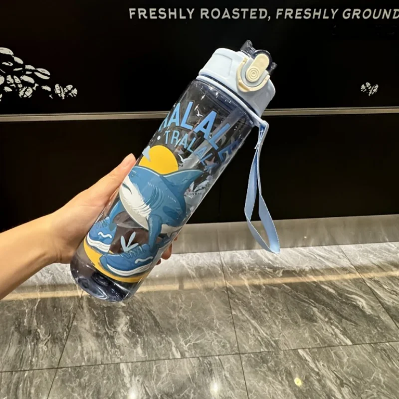 750 مللي جديد سعة كبيرة المحمولة السفر الكرتون القش كوب لطيف كوب ماء من البلاستيك سلسلة البحر الجبلية أنيمي الطرفية عطلة #3